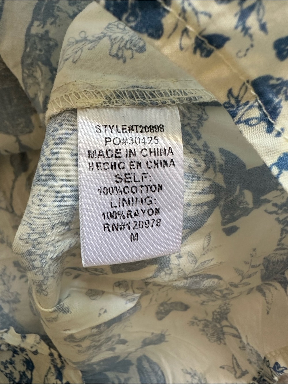 entro Blue & White Toile Puff Sleeve Blouse - Picture 6 of 10